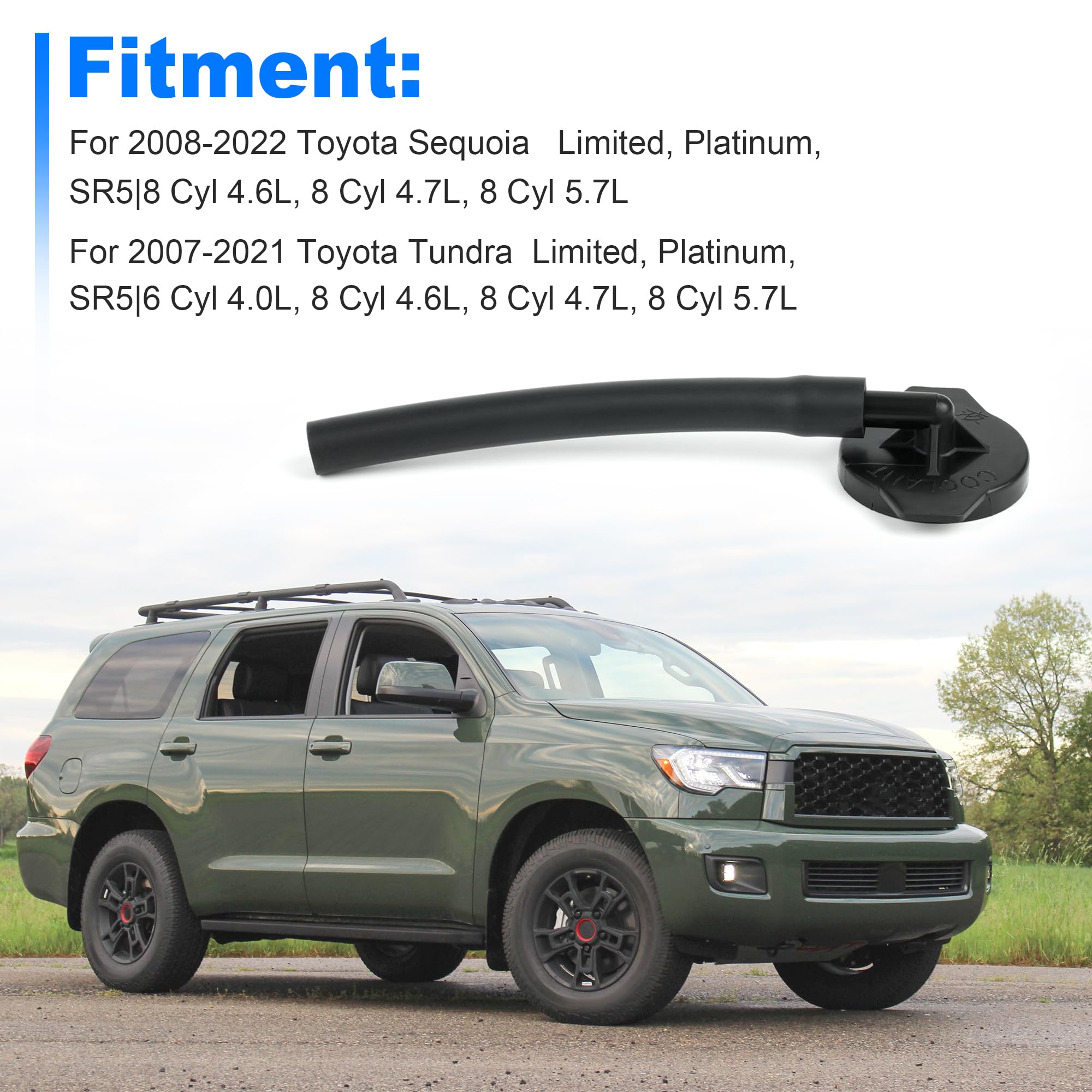 Coolant Overflow Reservoir Cap For Toyota Tundra (2007-2021) & Sequoia (2008-2022) - Replaces OEM 16405-0P100