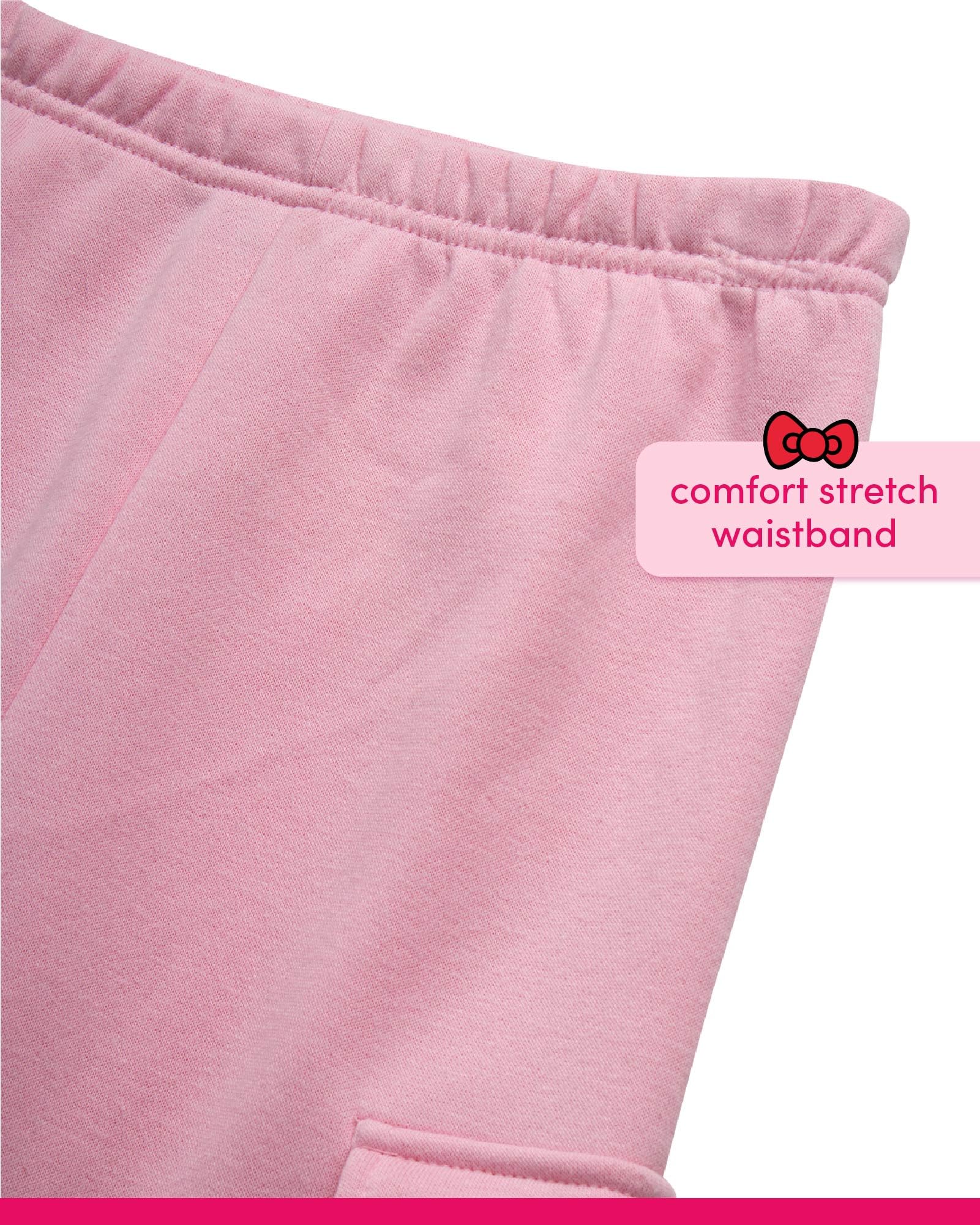 Hello Kitty Set di pantaloni da ragazza, 2 pezzi, felpa con cappuccio e pantaloni cargo abbinati con tasche (2T-12)