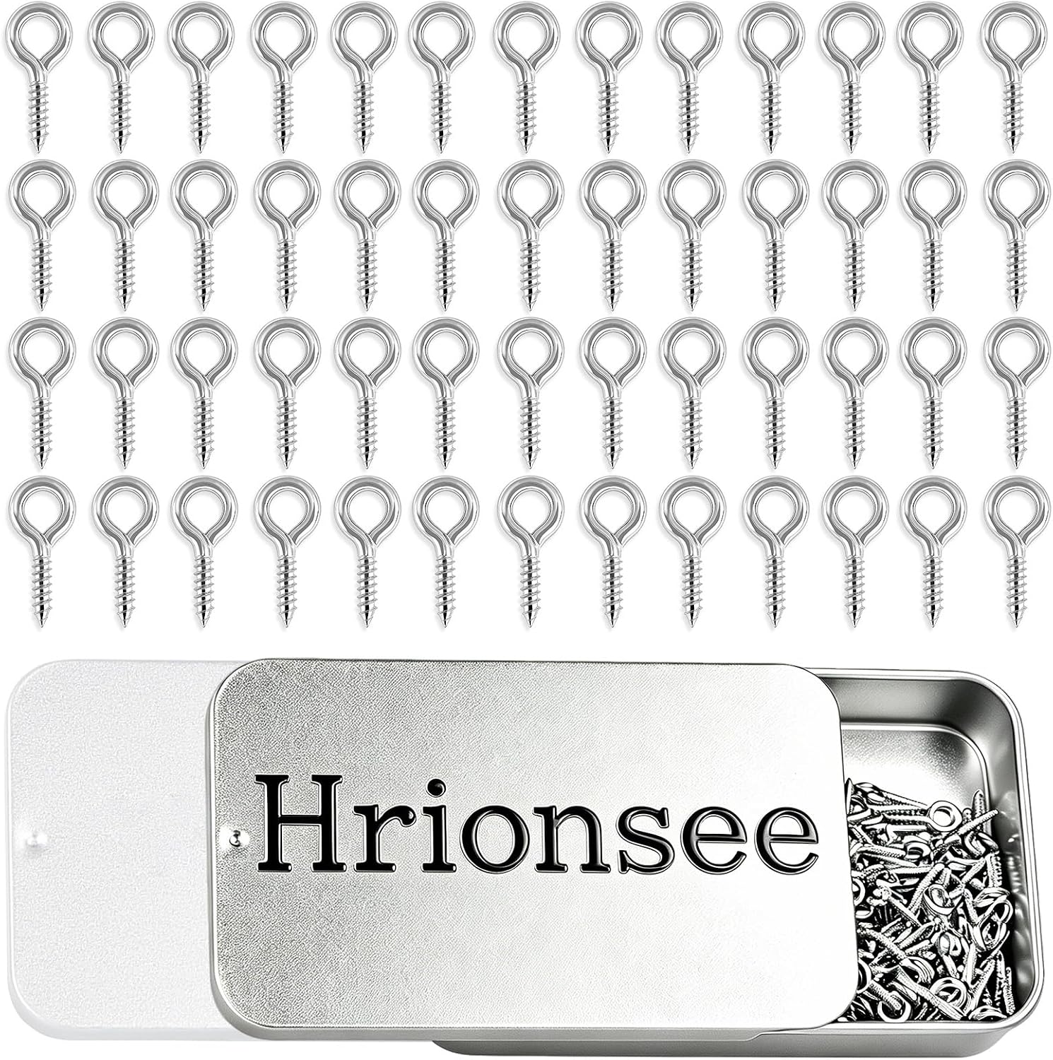 500pcs Small Screw Eye Pins for Jewelry Crafting - 10x5mm Small Rust-Resistant Eye Hooks with Storage Box | DIY Metal Screws for Pendants, Beadwork & Christmas Ornaments (500, Silver)