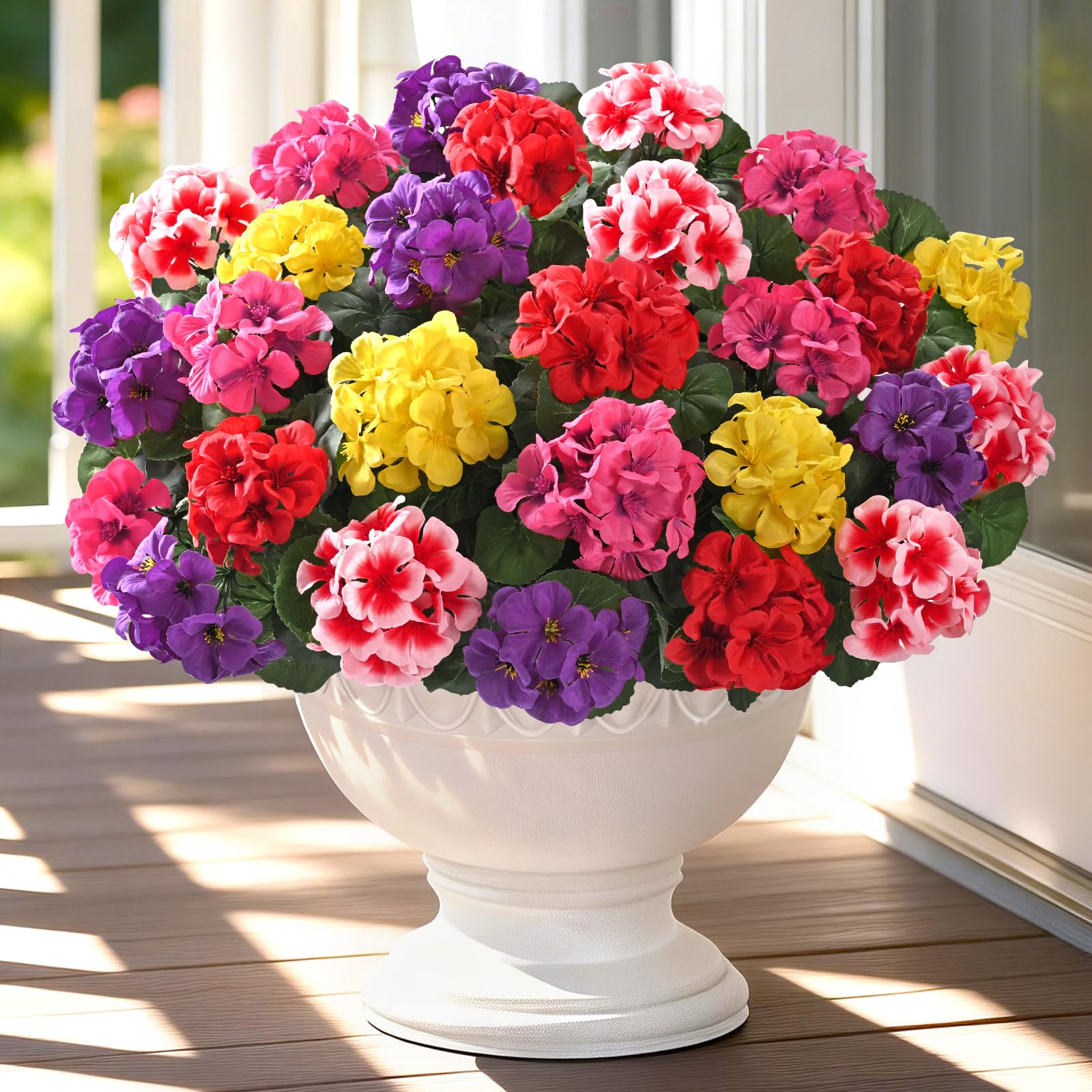 Yastouay 8 Bundles Artificial Geraniums