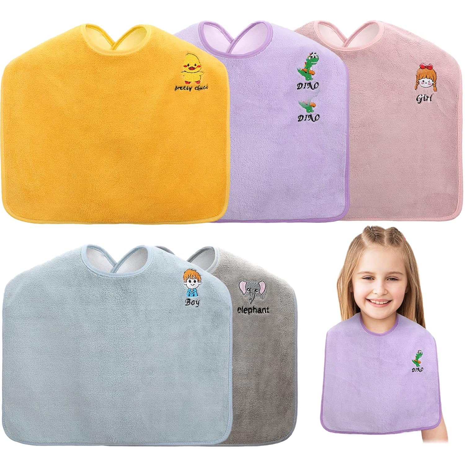 5 Pieces Baby Bibs Unisex Toddler Bibs for Feeding Soft