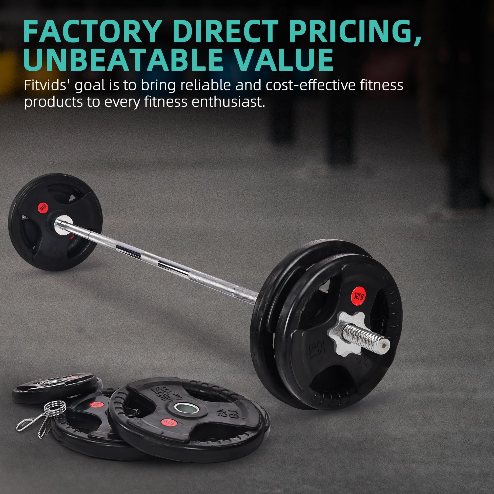 Snapklik.com : Fitvids 1 Inch Standard Barbell Weight Plates And Bar ...