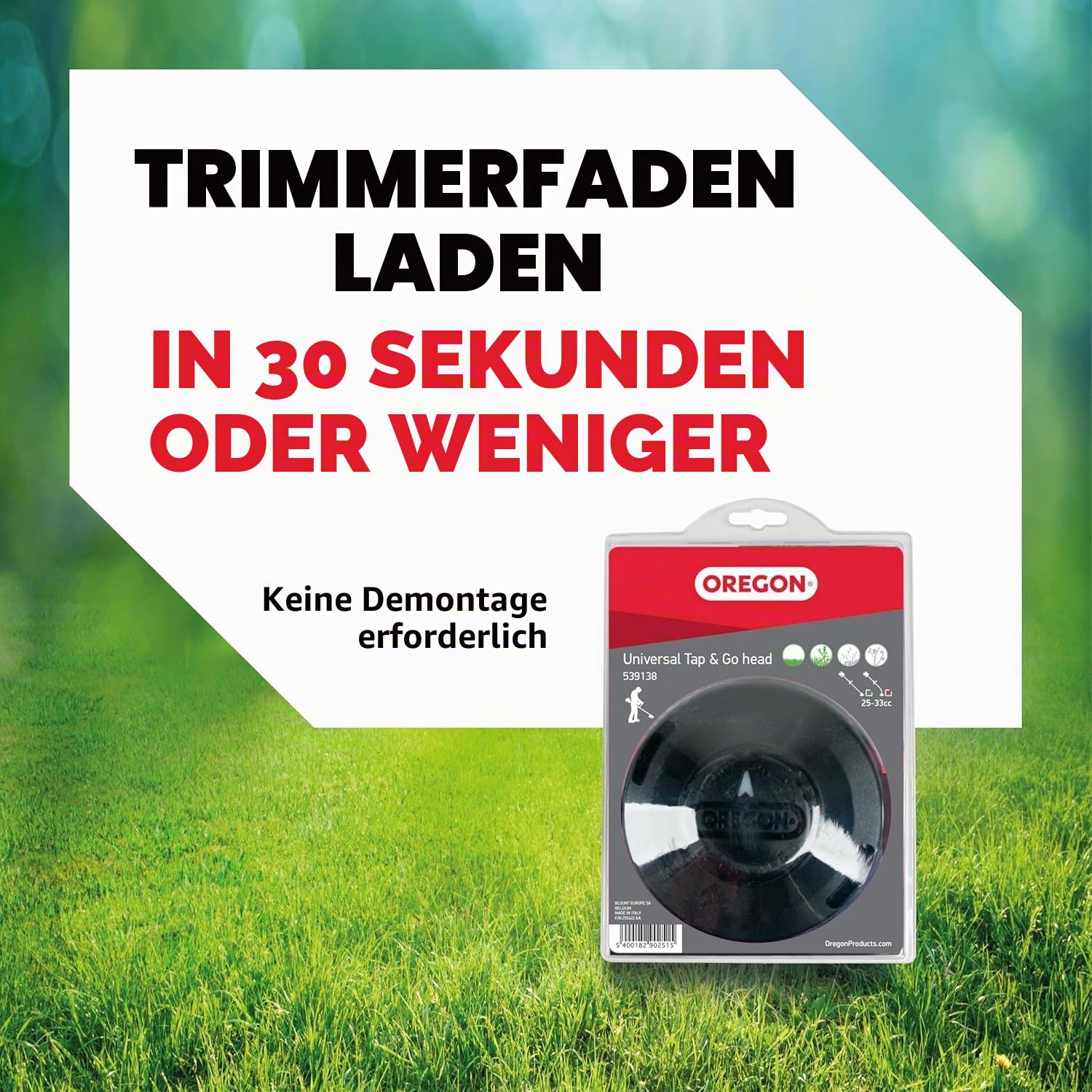 Oregon 539137 Pro Tap and Go Universal-Trimmerkopf mit Bump Fit, passend für die meisten Rasentrimmer mit geradem Schaft über 25 cc
