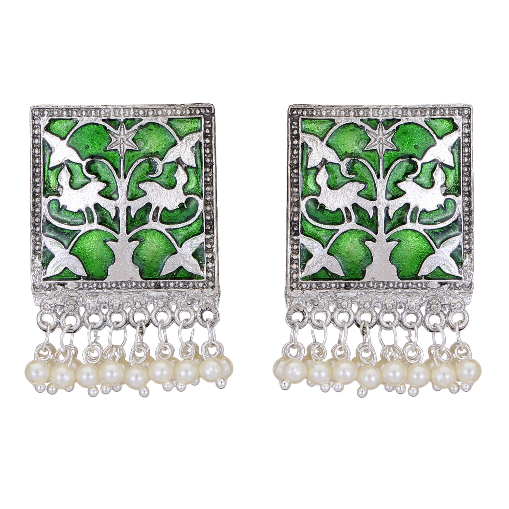 Shreyadzines Traditional Non-precious Metal Alloy and Faux Pearl Earrings for Women & Girls