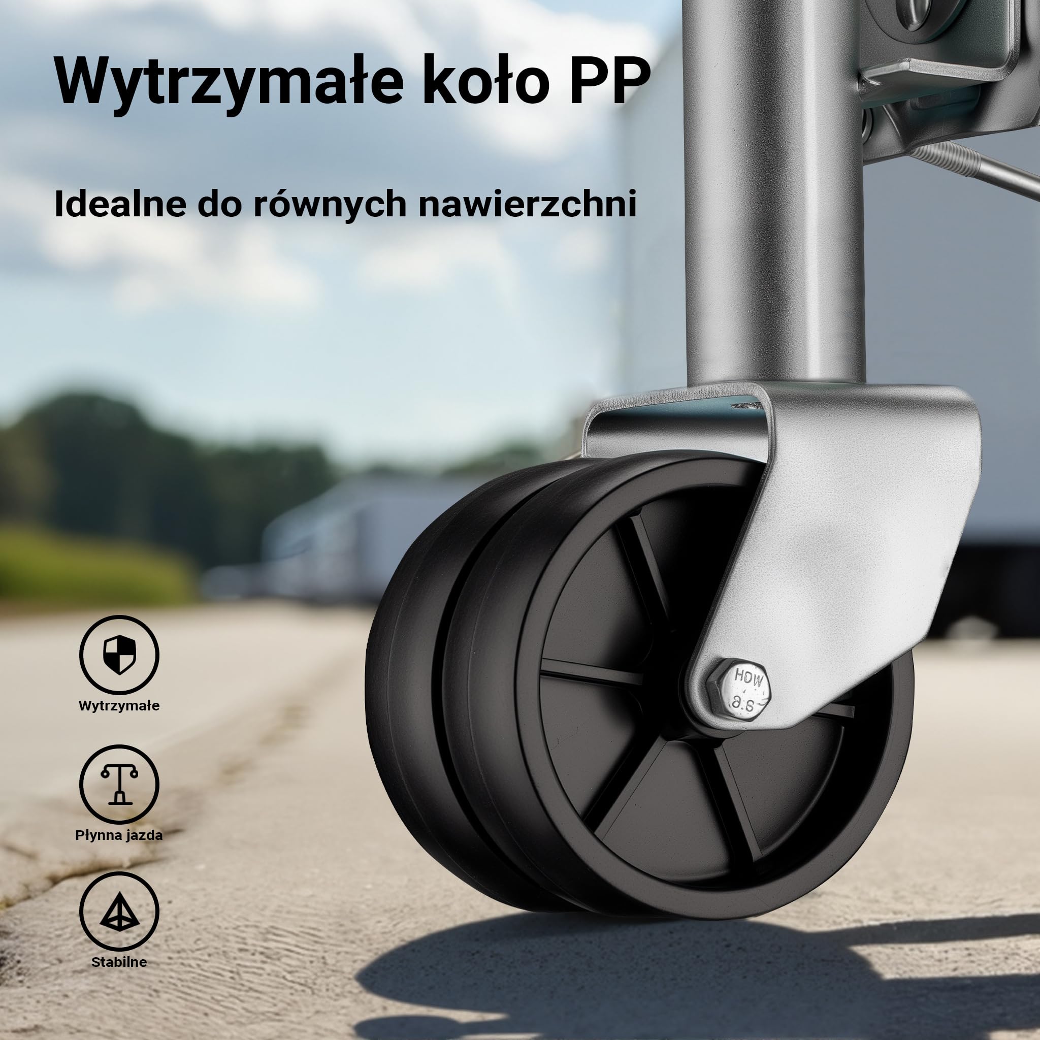 Wiltec Podwójne koło podporowe 2x 6" do 680 kg nośności do ciężkich przyczep kempingowych i transportowych