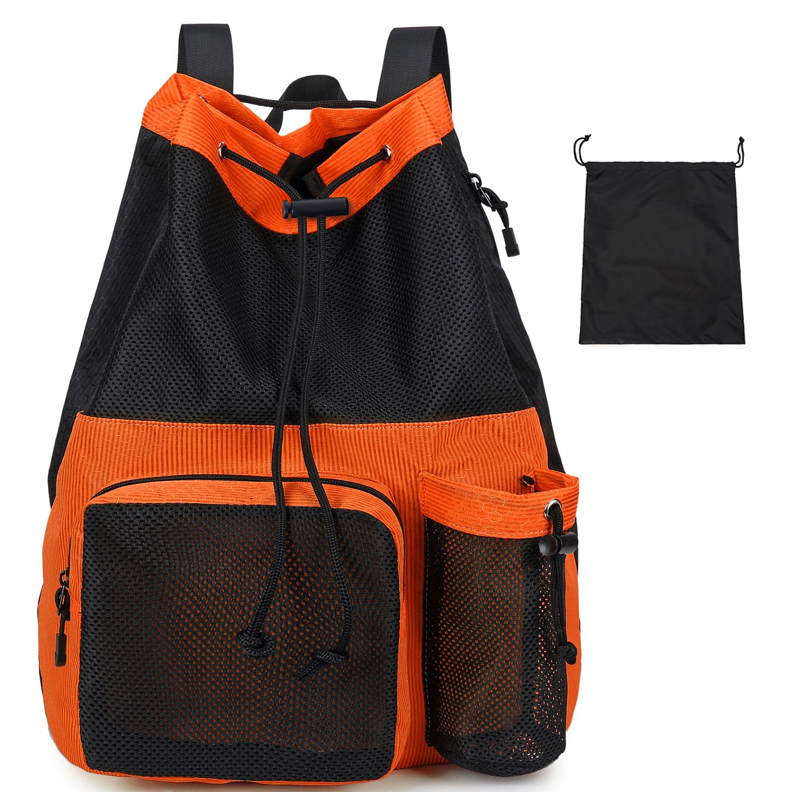 Lohol Large Mesh Drawstring Backpack with Shoe Bag, Durable Swimming String Sack with Handle for Sports Gym Yoga Beach Travel