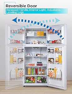 BLACK+DECKER 18.1 Cu. Ft. Top Mount Refrigerator with Ice Maker, 2-Door Refrigerator with Top Freezer, Freezer with Icemaker and Adjustable Temperature Control, ENERGY STAR, BR1810HIMW, White