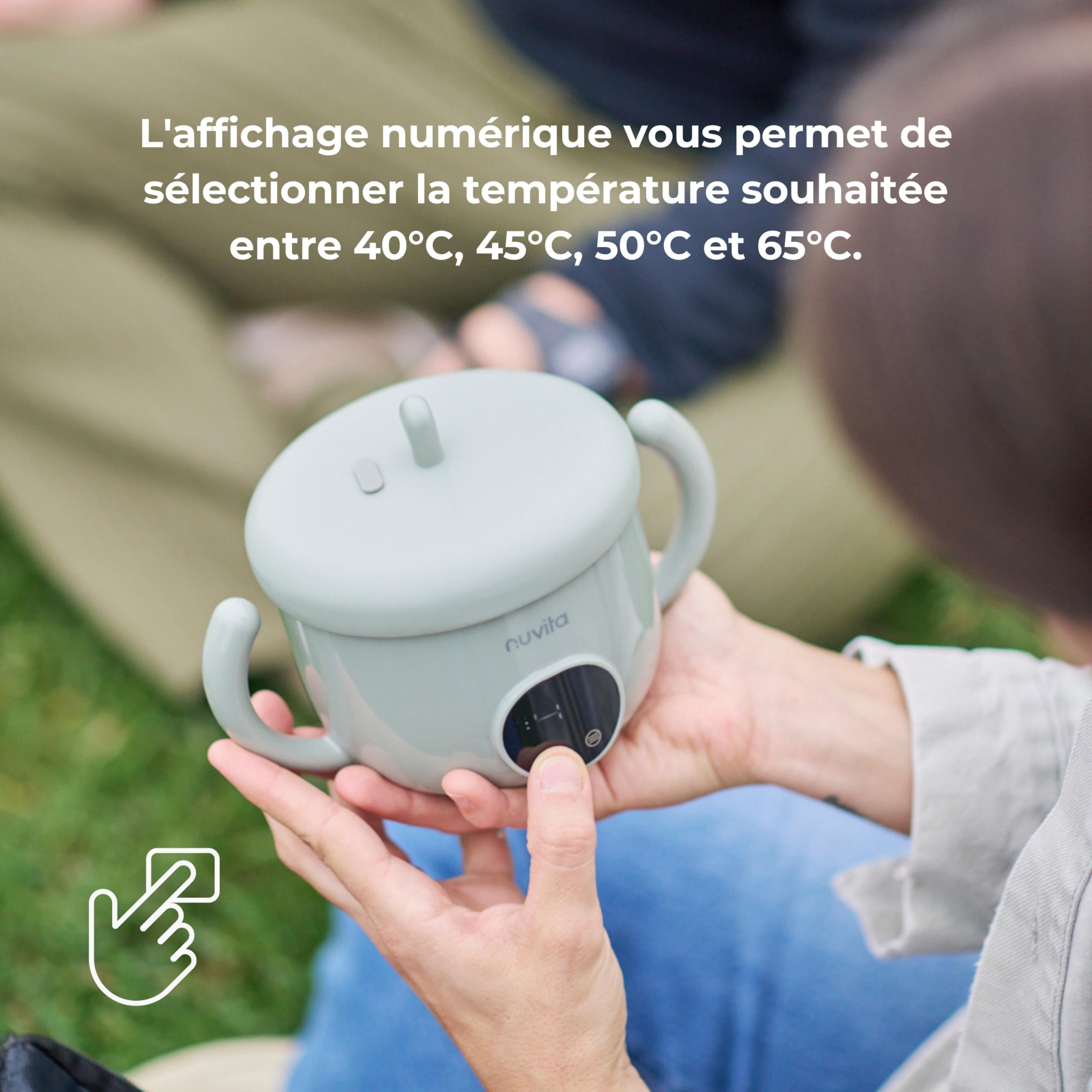 Nuvita 1980 Pappa'n'Go Chauffe-nourriture Portable pour Bébé – Rechargeable, Étanche, avec Contrôle Intelligent de la Température, Intérieur en Acier Inoxydable, et Base Antidérapante