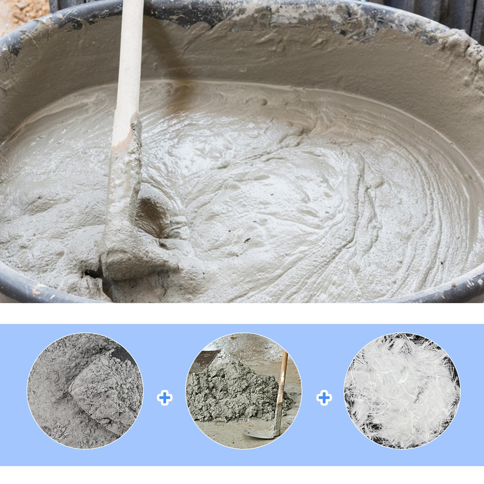 Giantree 3 kg de fibre de verre pour béton, 1,9 cm, additif en fibre de verre et de ciment en fibre de verre, mortier en fibre de verre, renforcement anti-infiltration, pour mur de jardin, mélange de
