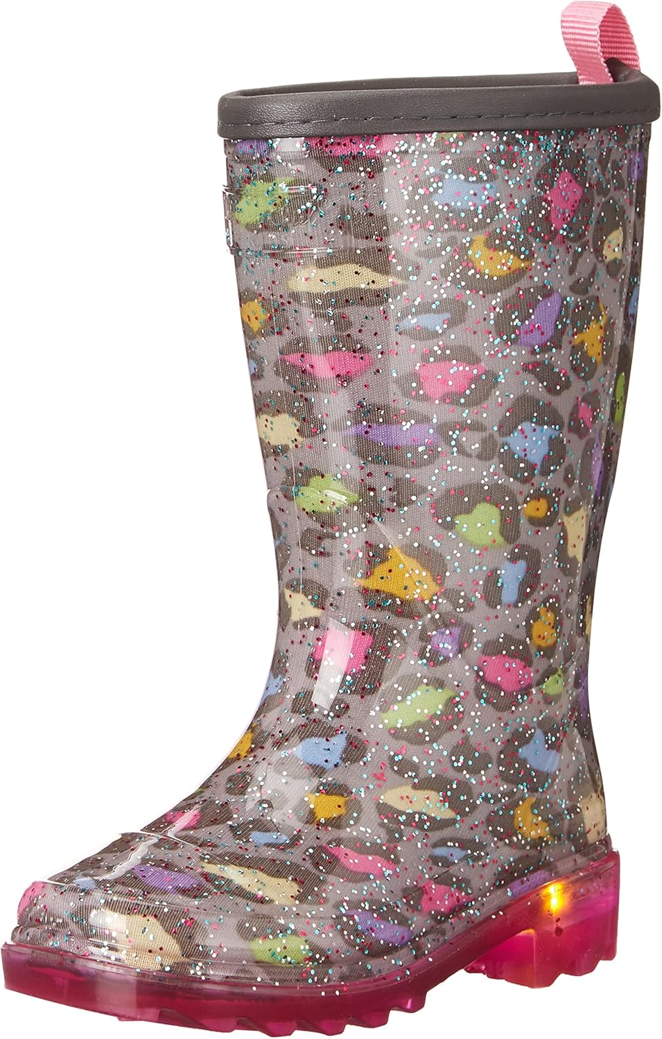 Western Chief Warm Lined PVC Lighted Rain Boot, Leopard, 11 US Unisex Little Kid