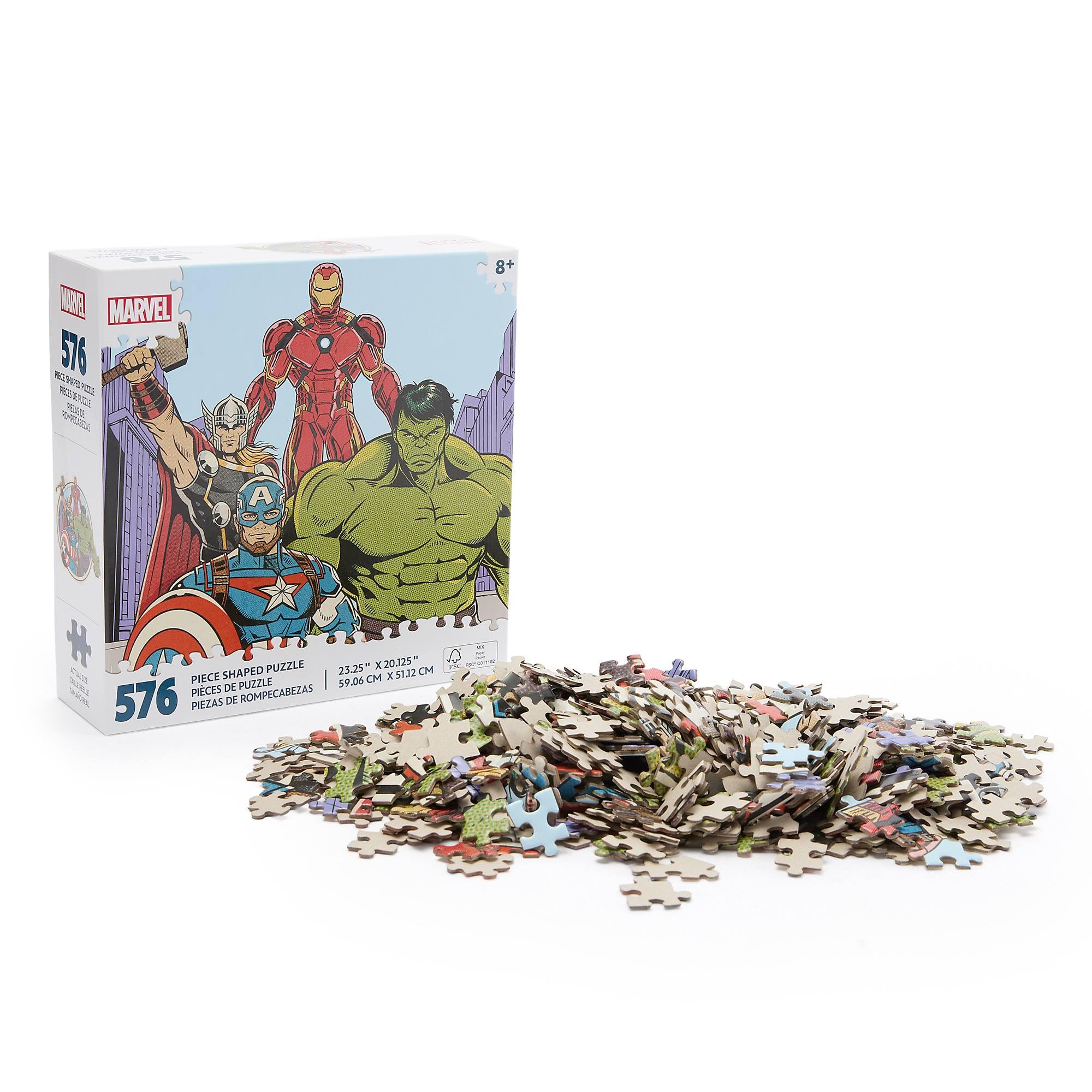 Disney Store Official Marvel Puzzle – 576‑Piece Character Shaped Jigsaw Featuring Thor Iron Man Captain America and Hulk