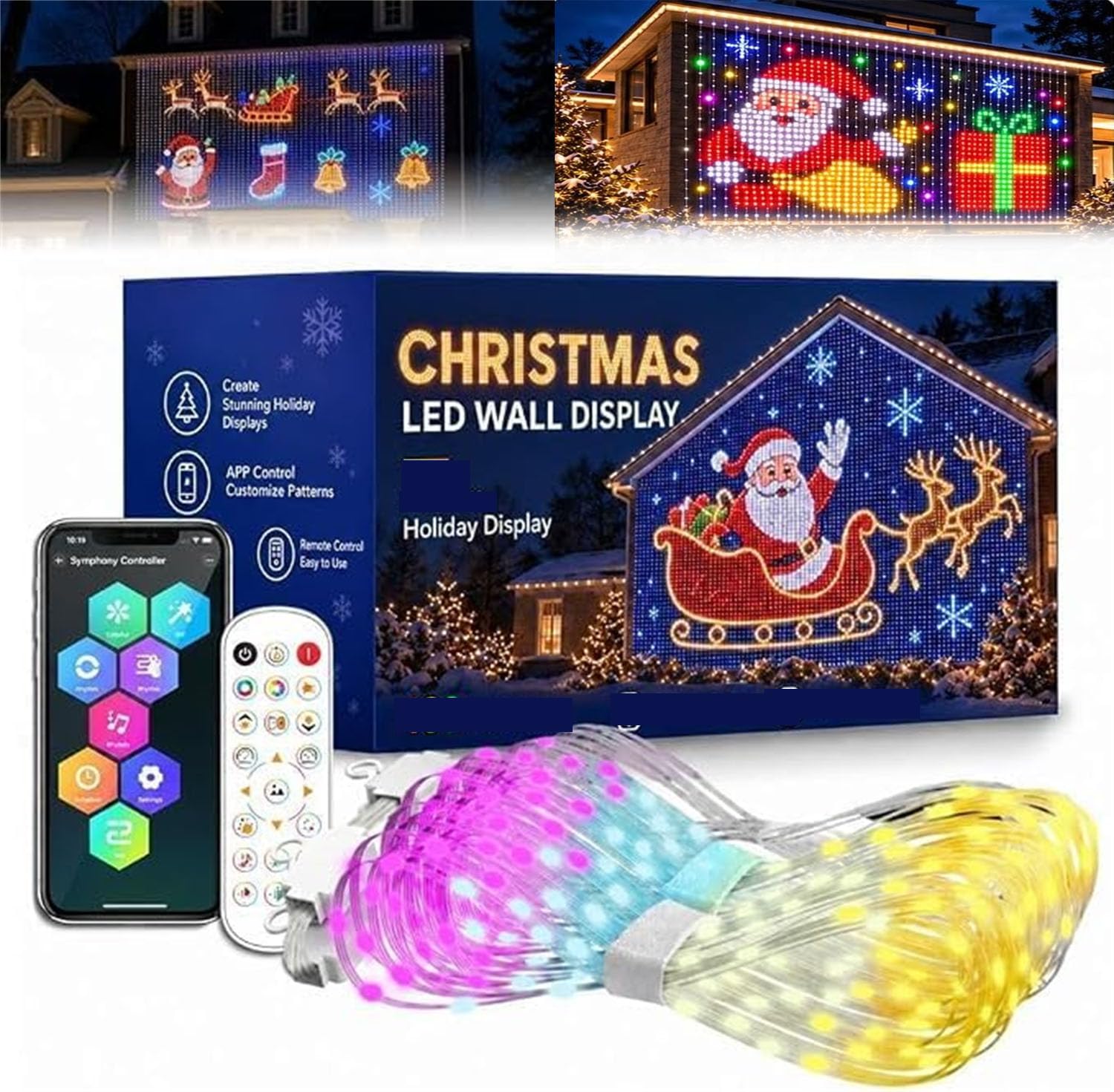 Christmas LED House Net &Smart Outdoor Wall Curtain Fairy Light (3x3m)