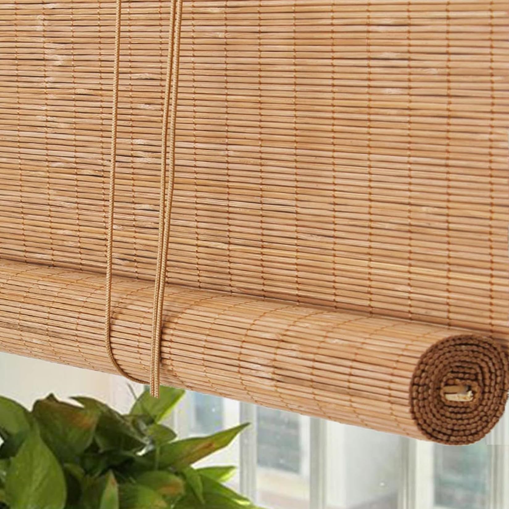 50X60cm Outdoor Bamboo Blinds Roll Up Shade for Patio,Natural Bamboo Roller Blinds Privacy Screen,UV Sun Protection,Roman Shades,Garden Roller Shades for Porch,Pergola,Balcony,Backyard