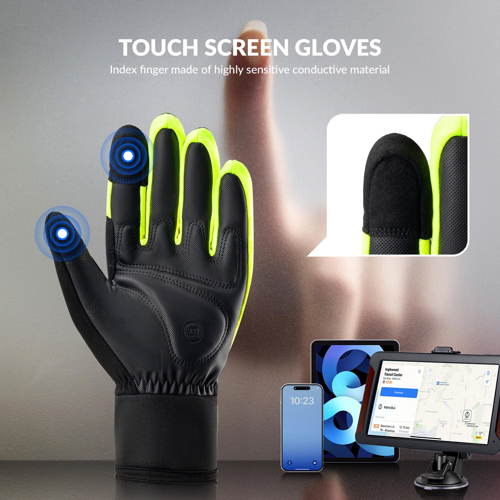 ROCKBROS Guanti Invernali da Ciclismo Antivento, Guanti Lunghi Caldi Traspiranti, Touch Screen Sensibili, Guanti Sportivi Uomo Donna, Antiurti con Spugna, per Bicicletta, Ebike, Arrampicata, Sci