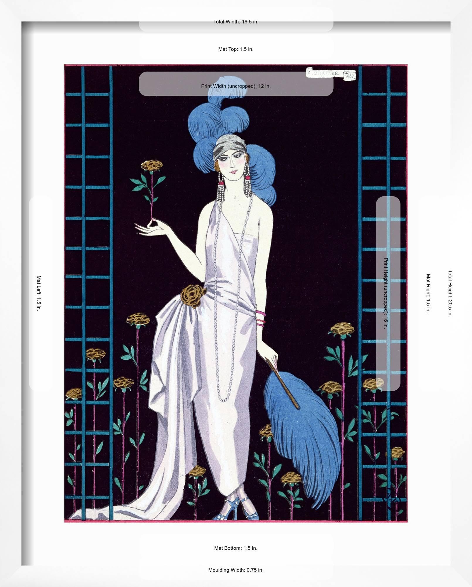 Amazon.com: ART.COM Framed Wall Art Prints La Roseraie', Fashion Design for  an Evening Dress by the House of Worth by Georges Barbier, Figurative  Decor, 12