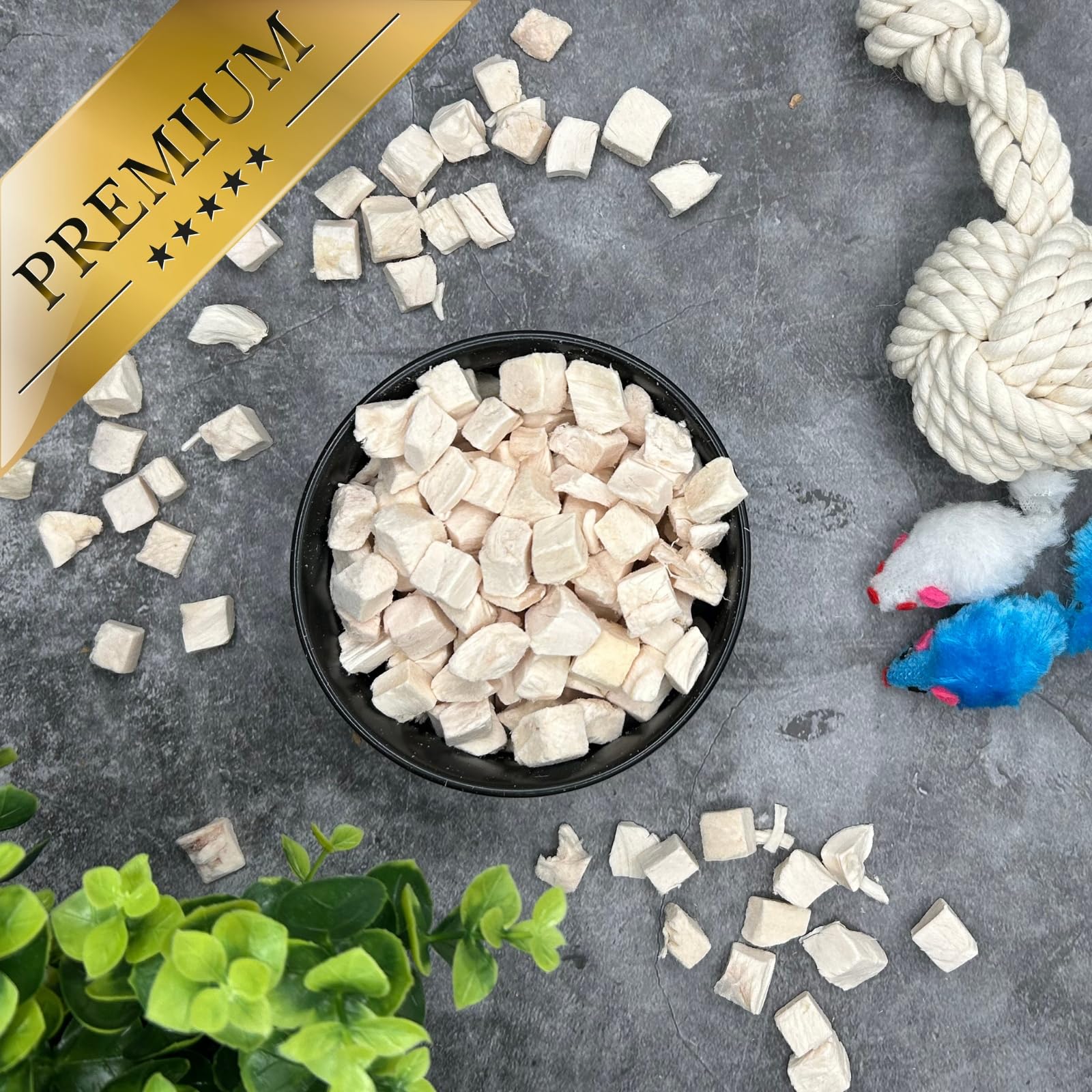 Lyra Pet® 1 kg (5 x 200 g) Katzensnack Mix gefriergetrocknet in 30 L Tonne | 5 Sorten mit Huhn, Ente & Katzengras - deal auch für Kitten & Senioren - Getreidefrei & proteinreich - Belohnung für Katzen