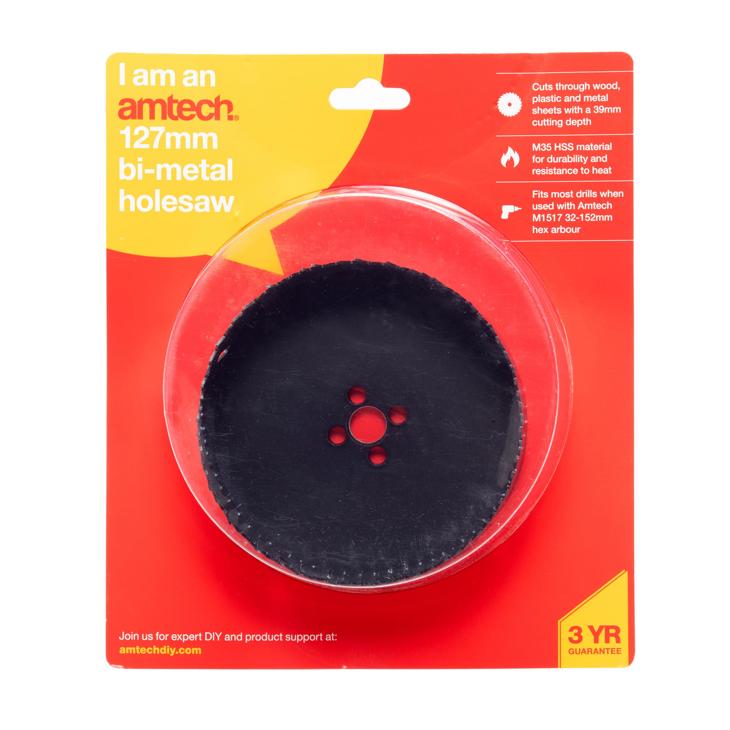 Amtech, 127mm Hole Saw, M35 High-Speed Steel Metal Hole Saw with 39mm Cutting Depth for Wood Plastic, Metal Sheets, and More - Image 2
