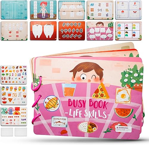 MIMA2672 Montessori - Libro ocupado para niños pequeños de 1 a 3 años, actividades de aprendizaje de libros ocupados en preescolar, libro ocupado de