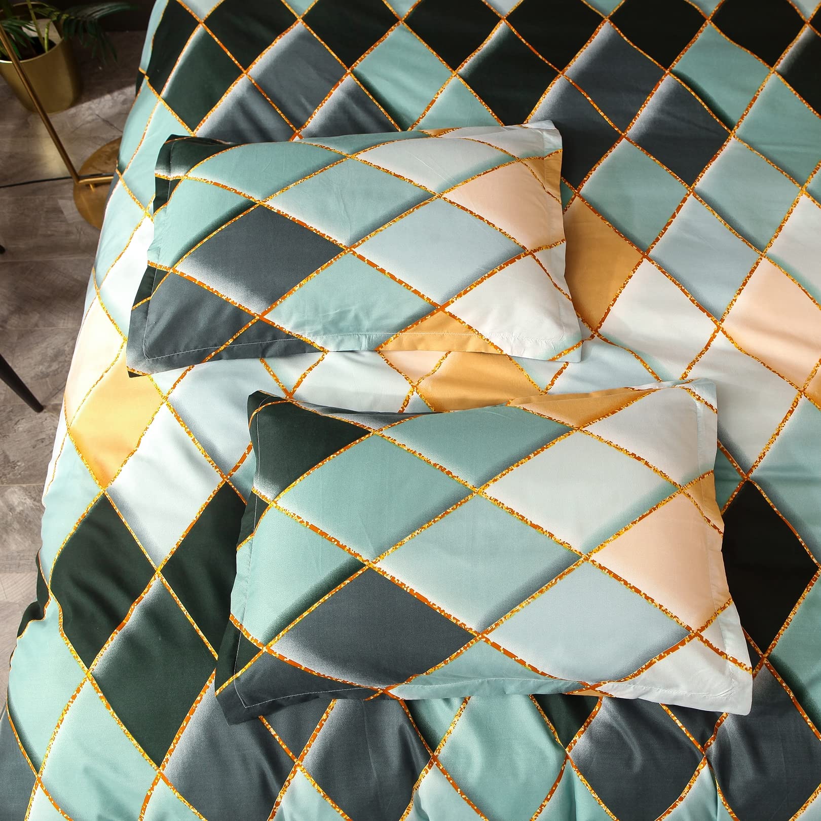 ALEjon "Diseño Geométrico Contemporáneo: Juego de Ropa de Cama Doble, Microfibra, 220 x 240 cm - Incluye Funda Nórdica y 2 Fundas de Almohada