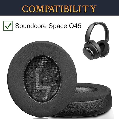 Miniatura 2 de SOULWIT Almohadillas de gel refrescante de repuesto para auriculares Anker Soundcore Space Q45, almohadillas para los oídos con tela de seda de