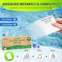 Vista 2 de HOMERHYME Sábanas de detergente para ropa – Fresh Linen 120 Cargas de detergente para ropa sucia a granel, detergente de viaje a granel, ecológicas