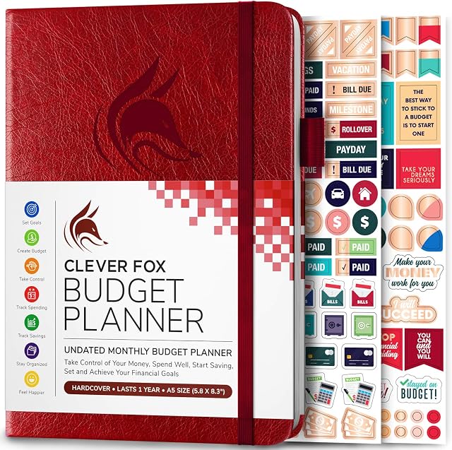 Clever Fox Budget Planner - Expense Tracker Notebook. Monthly Budgeting Journal, Finance Planner & Accounts Book to Take Control of Your Money. Undated - Start Anytime. A5 Size, Wine Red Hardcover