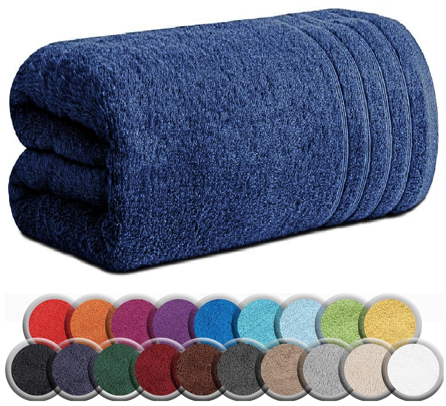TEXTILESY Extra Large Super Jumbo Bath Sheet 100 x 200 cm-600 GSM Luxury 100% Egyptian Combed Cotton Big Towels Soft Hotel Quality XXL Bath Sheets (Navy Blue)
