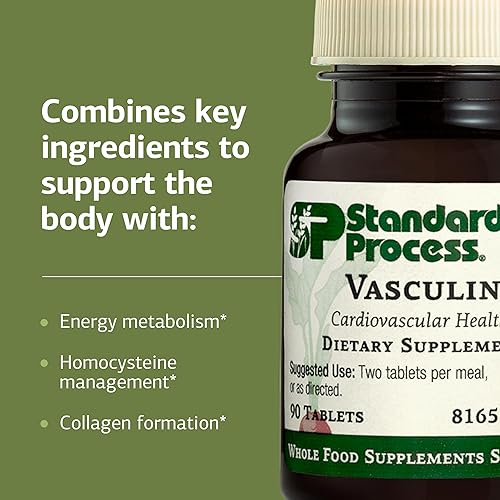 Miniatura 4 de Standard Process Vasculin - Suplemento para apoyo cardiovascular y cardíaco saludable - Apoya la formación de colágeno y la salud del corazón - Sin