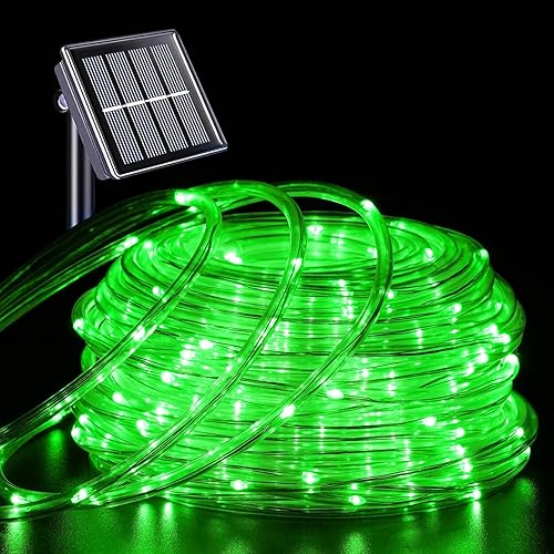 Miniatura 21 de YEGUO Cuerda de luz solar impermeable para exteriores, 66 pies, 200 luces LED multicolor, 8 modos de luces de tubo de Navidad en tubo fino