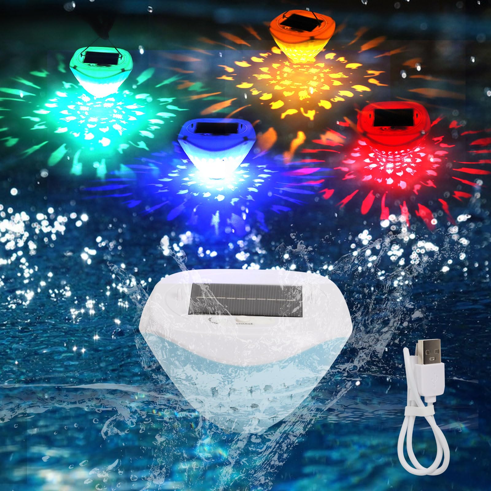 Longzhuo Solar Floating Pool Lights, RGB Colour Changing Disco Light with 6 Modes, IP67 Waterproof Pond Lights - Image 2