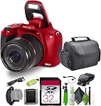 Minolta 64 Mega Pixels Auto Focus Digital Camera with 10x Optical Zoom, 4K Ultra HD Video and Macro Shooting, Bundle with 32 GB Memory Card + Vlogging Tripod + Cleaning kit + More Accessories - Black