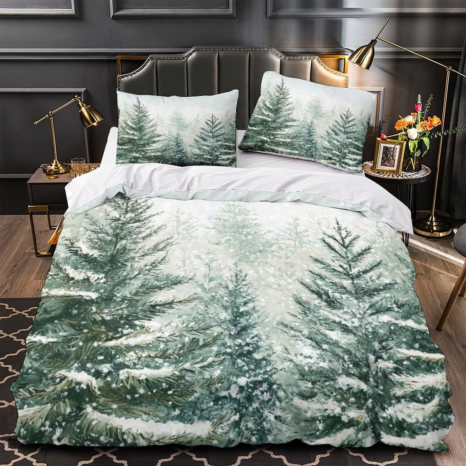 Housse de couette cerf 3D parure de lit microfibre fermeture éclair