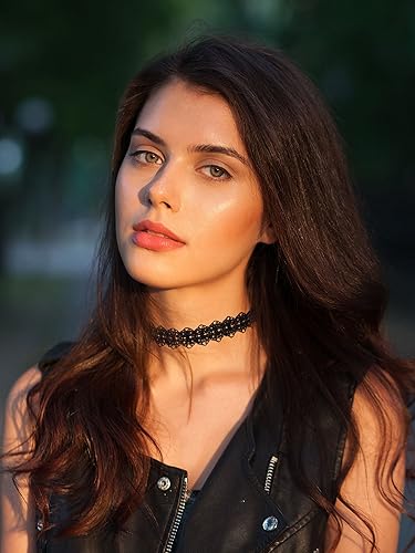 Miniatura 5 de Mudder Gargantilla de encaje negro gargantilla gótica para mujeres y niñas color negro 6 piezas