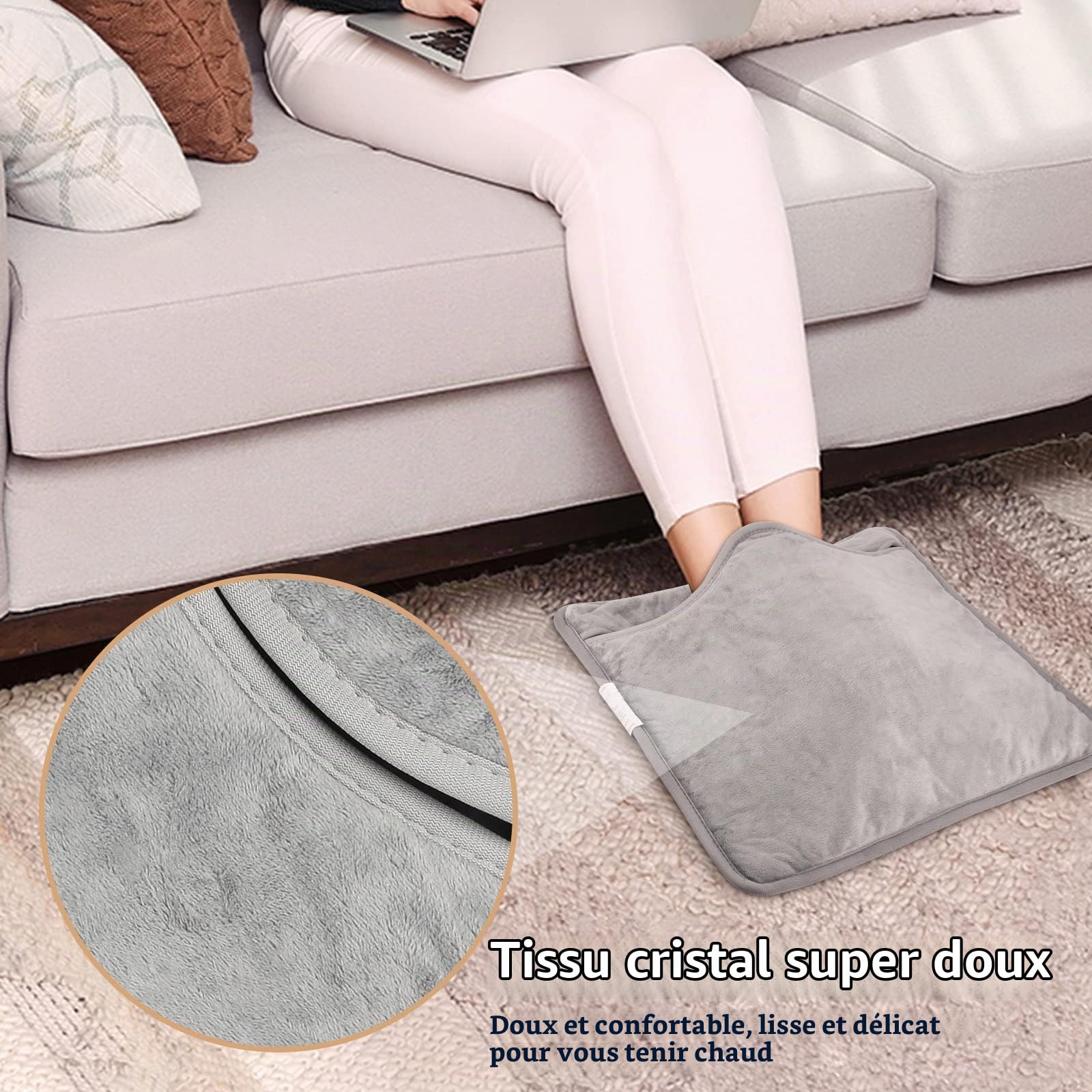 Chauffe-pieds Électrique, Chauffe-pieds Chauffants, 40 x 40 cm Chauffe-pieds à Chauffage Rapide, Coussin Chauffant Lavable pour Les Pieds, Le Cou, Le dos et Tout Le Corps