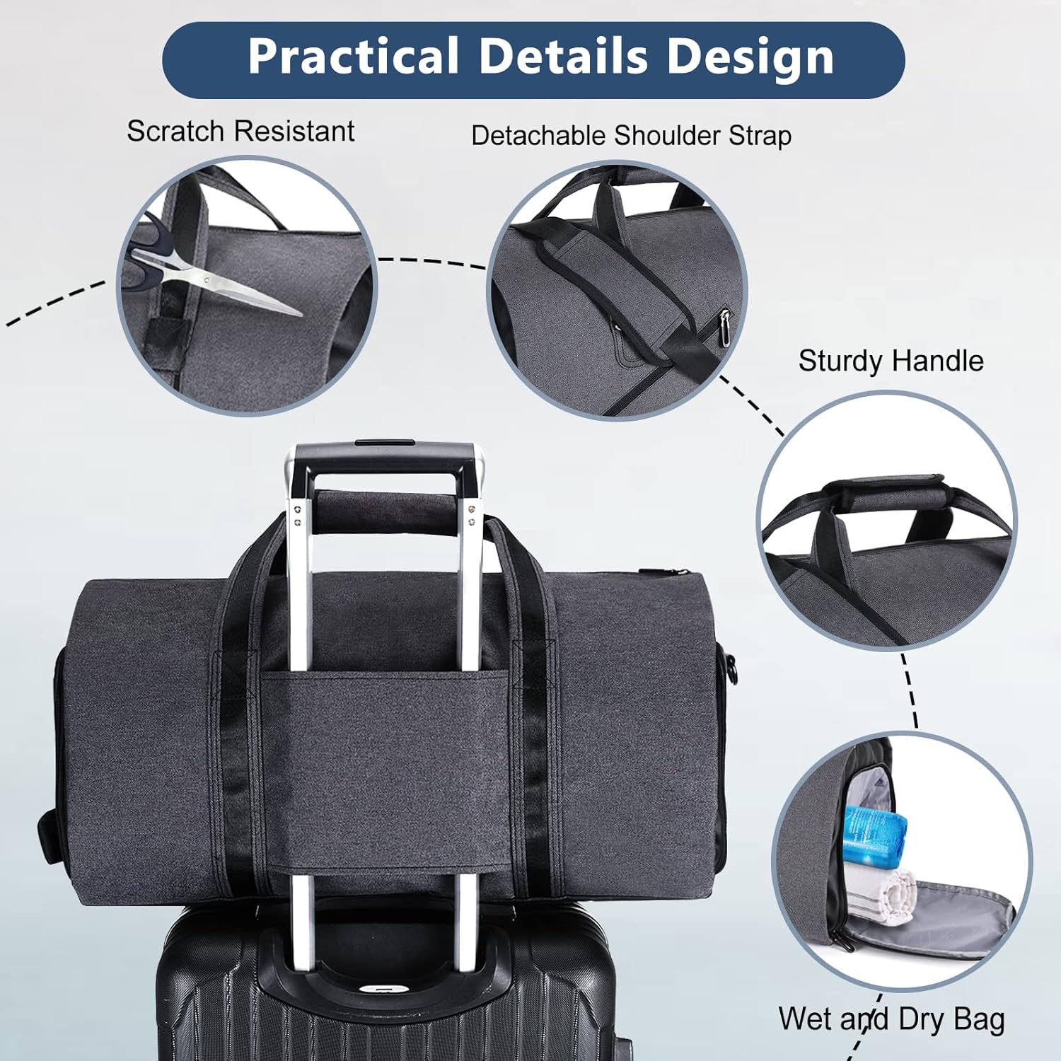 review Carry on Garment Duffel Bag for Travel, Large Suit Travel Bags with Shoes Compartment for Men Women, Convertible Flight Bag with Shoulder Strap for Business Trips, Husband Gifts