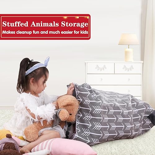 Miniatura 4 de Jorbest Puf de almacenamiento de animales de peluche para niños y adultos, puf de animales de peluche, asiento de lona de alta calidad, solo funda