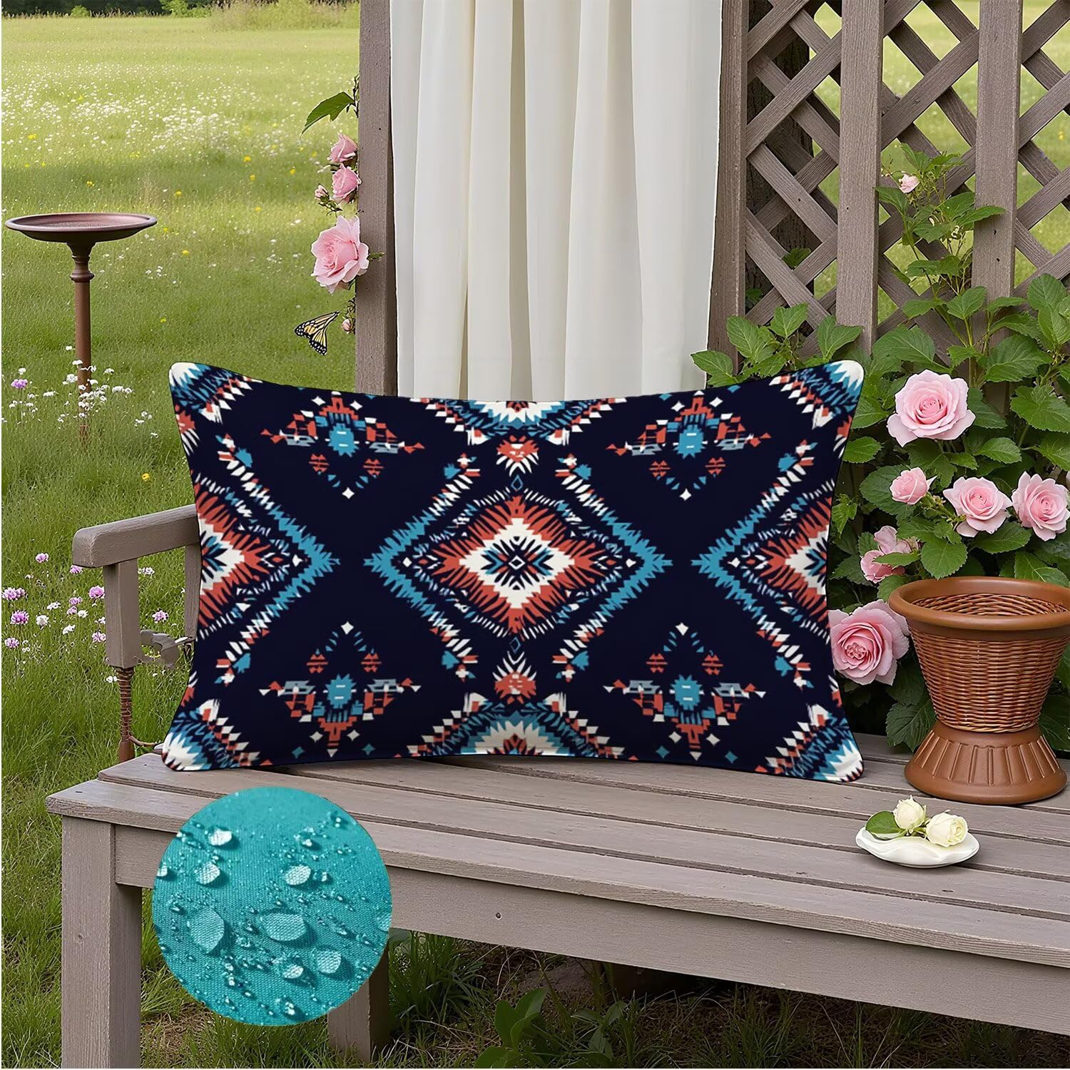 Bohême Taies d'oreiller 70x90 Housse Coussin Velours Lot de 2, Taie Oreiller Bleu Marine, Douce Respirante Housse de Coussin Canapé Impermeable pour Salon Jardin avec Fermeture Éclair Invisible K2-451
