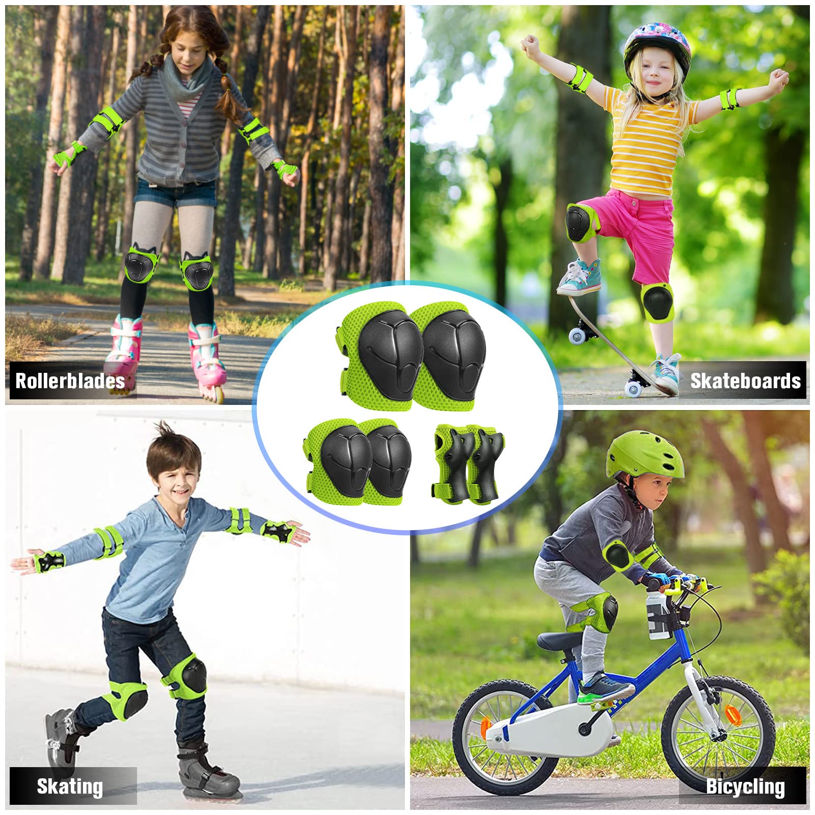Set di 6 Protezioni per Bambini, Set di Protezioni in Linea, per Pattinaggio, Skateboard