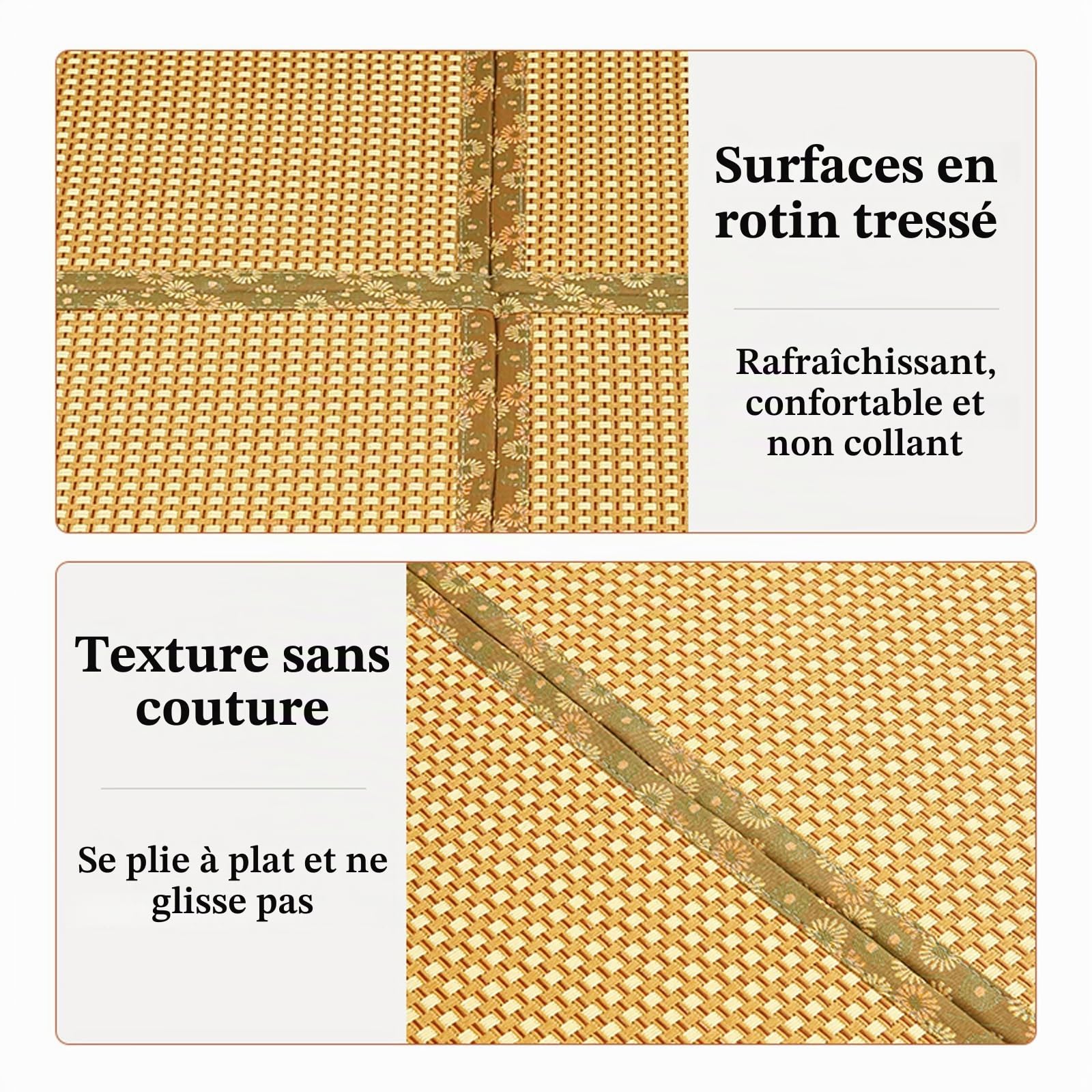 Tatami Japonais Traditionnel,Tatami Japonais Pliable,Tatami Tapis en Rotin Futon Matelas,Pliable Matelas Japonais en Rotin,avec Support AntidéRapant,pour Salon,MéDitation,Yoga