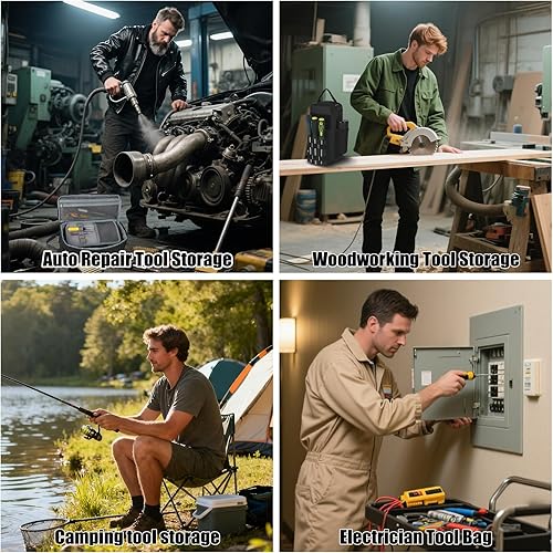 Miniatura 8 de LAKE OF FIRE Pequeña bolsa de herramientas para hombres con múltiples bolsillos, impermeable, resistente al agua, bolsa de herramientas con