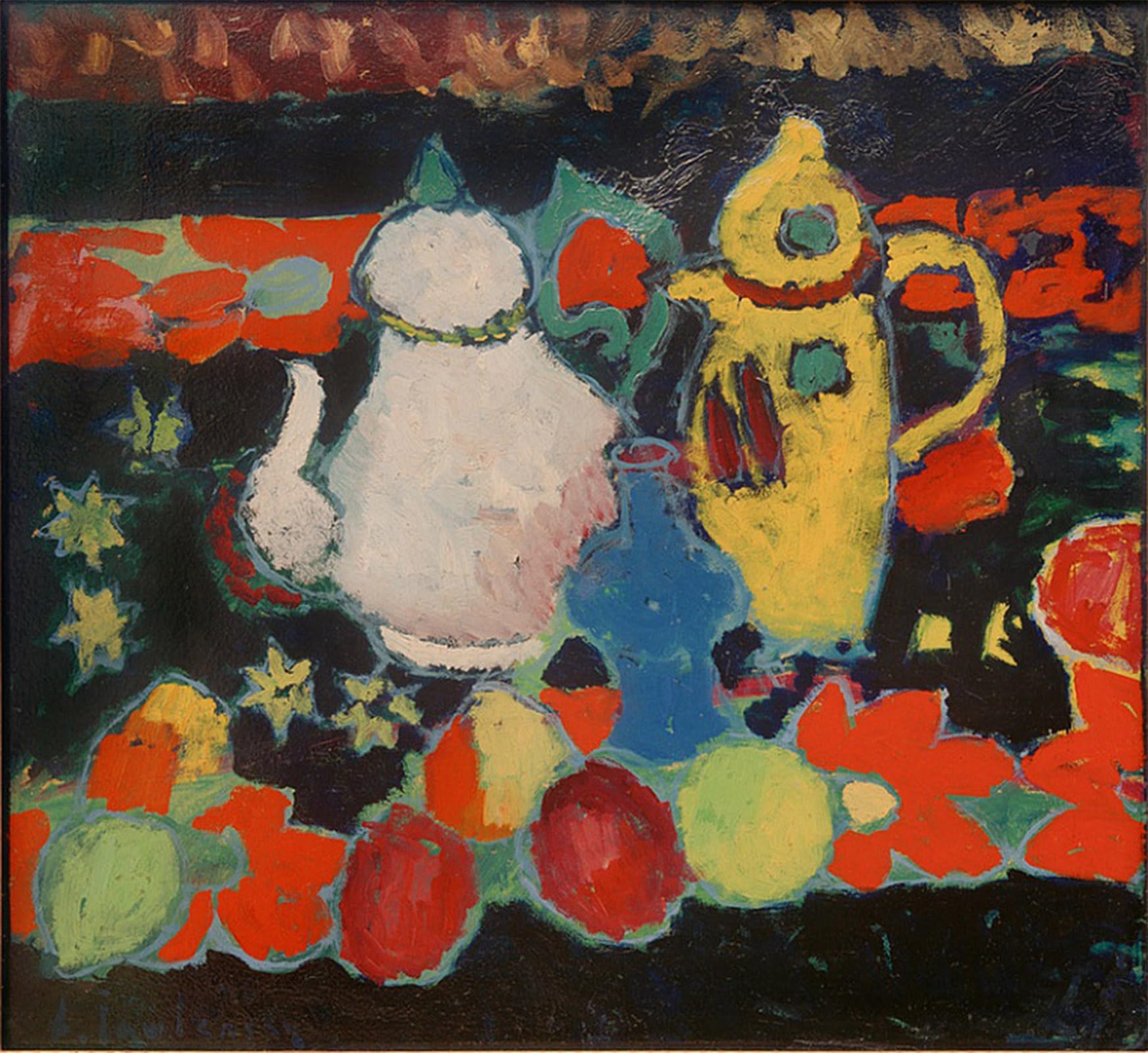 ARTXLXXBN Famous Painting Canvas Artwork Graffiti Print Still Life with Yellow and White Pot by Alexej Von Jawlensky Portrait Canvas Image for Home Decor 60x90cm