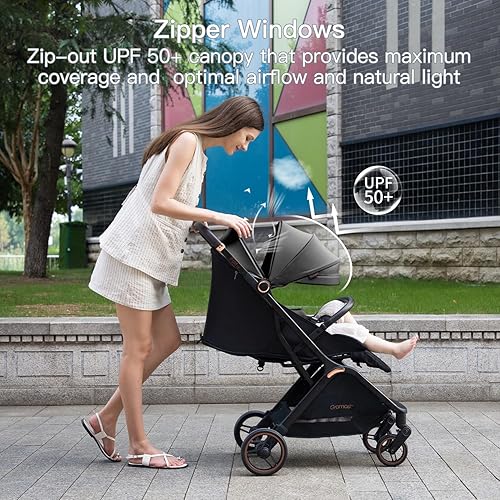 Miniatura 8 de Gravity - Cochecito de bebé plegable – Cochecito portátil de viaje para niños pequeños con respaldo ajustable, toldo, saco y portavasos, ligero
