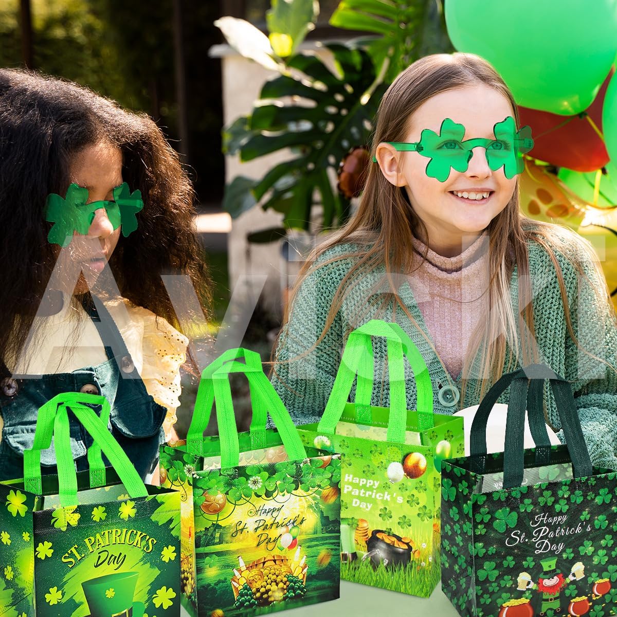 4PCS St Patrick's Reusable Gift Bags, Treat Bags with Handles, Irish Party, Non-Woven Saint Paddy Day for Gifts Wrapping, St Patricks Party Supplies, 7.9 × 7.9 × 5.9inch - Image 6