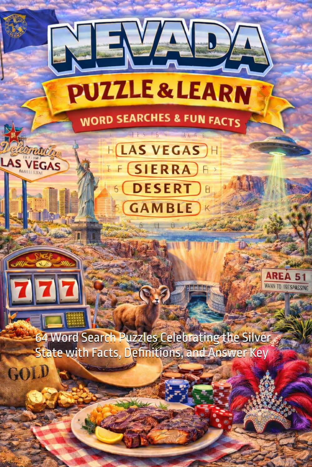 Nevada Puzzle and Learn: 64 Word Search Puzzles Celebrating the Silver State with Facts, Definitions, and Answer Key (Ultimate States Word Search and Learn Collection)