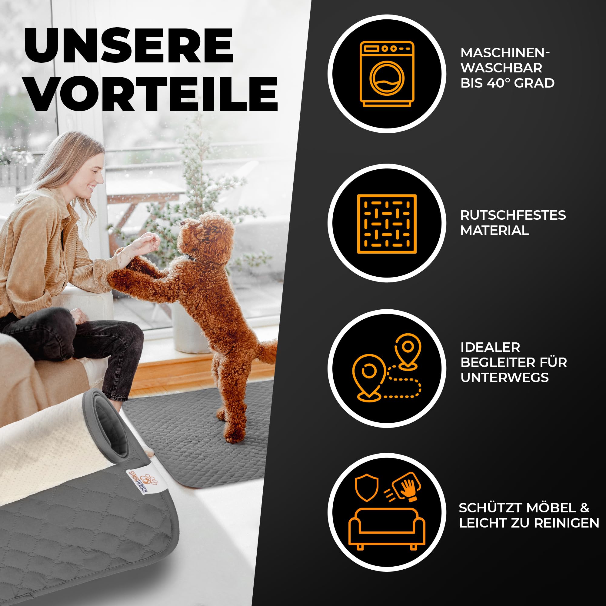 PAW BRANDS Hundedecke Wasserdicht – 152x127 Cm, Maschinenwaschbar, Kunstfell & Sherpa