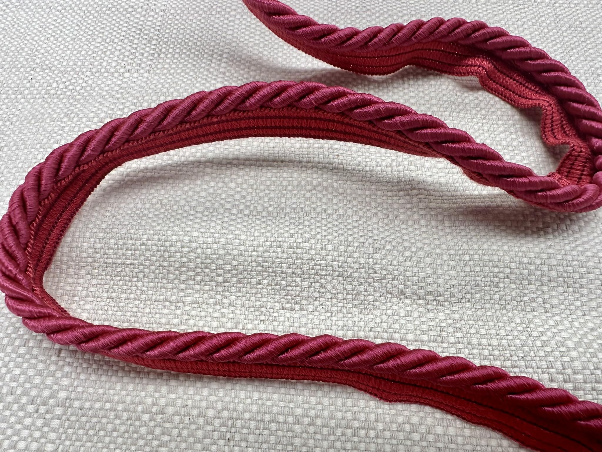 Flanged Piping Cord Twisted Rope Trim Home Decor Pillow Cushion Curtains Edge Trimming Upholstery - 7mm Wide - 5 Metres – Light Maroon #319