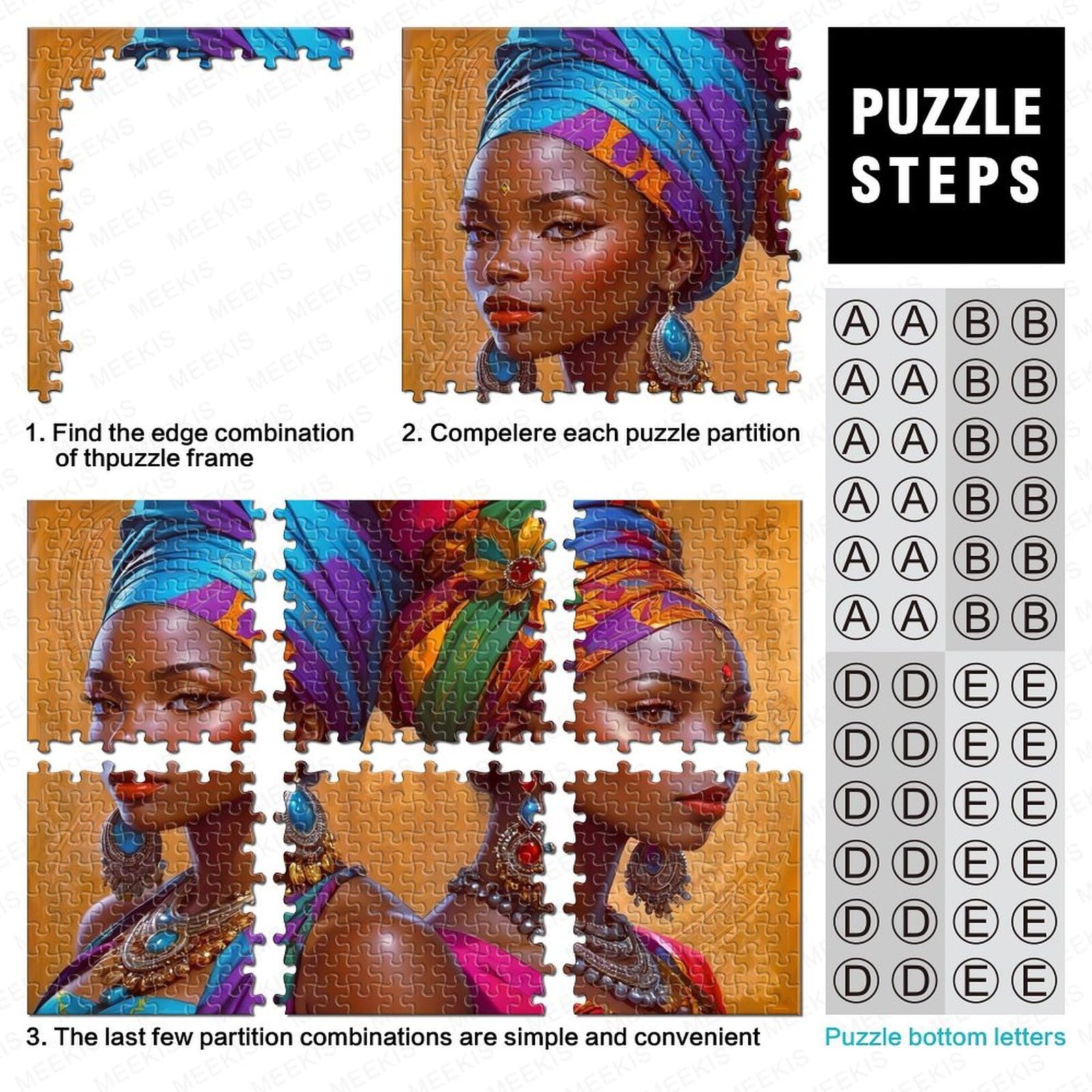 Puzzle De 1000 Piezas Para Adultos, Mujer Africana Y Flores, Rompecabezas De Arte En Madera, Tamaño 70x50 Cm, Póster Incluido, Ideal Para Decorar Y Regalar, A Partir De 14 Años