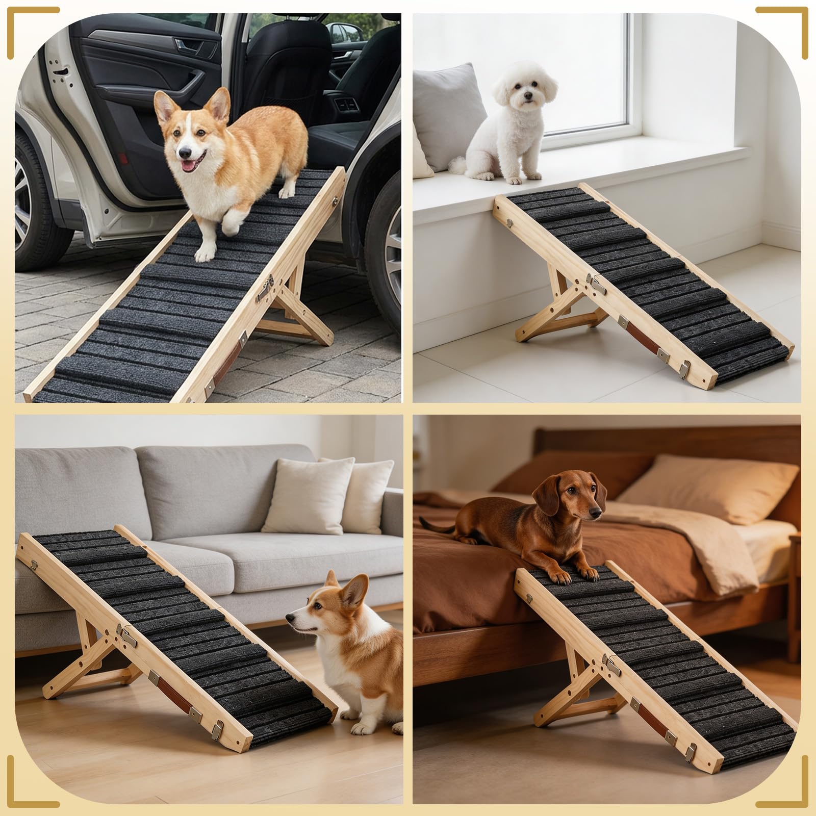 Rampa per Cani Piccoli Regolabile, Pedana per Cani Pieghevole, Rampe per can Adatto a di piccola Taglia, Antiscivolo