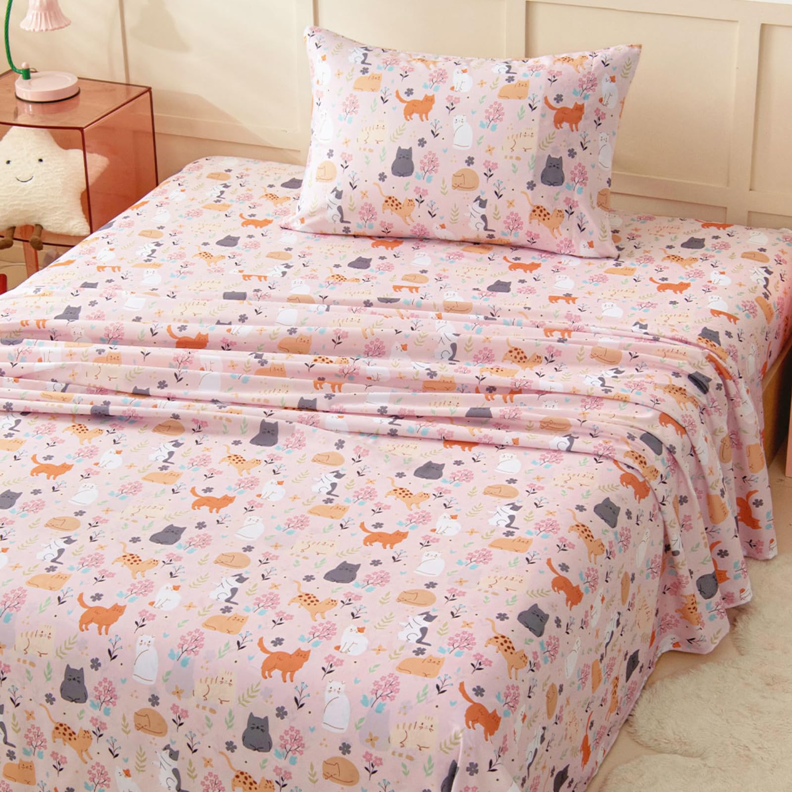 Twin Sheet Set for Kids Girls 3-Piece Bed Sheet Set for Toddler Soft Brushed Microfiber Bedding Deep Pocket