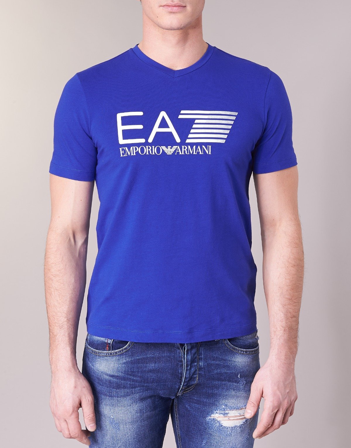 Emporio Armani EA7 Mens Train Visibility niebieskie T-shirty, niebieski, l